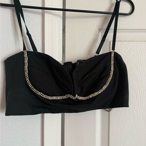 Forever 21 Black Beaded Crop Top